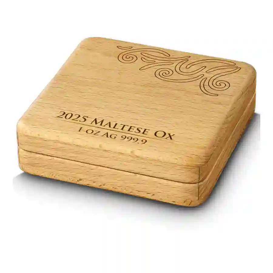 1-oz-BU-box 2025 Malta 1 Ounce Maltese Ox Silver Coin