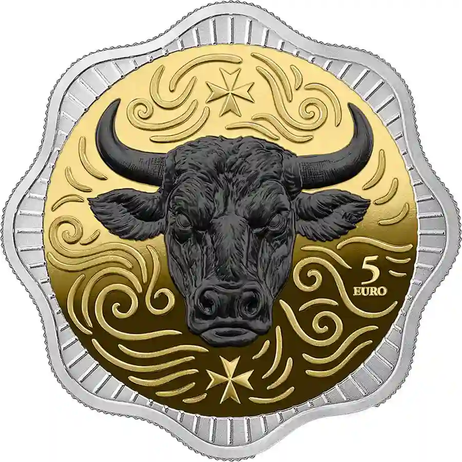 1-oz-BU-rev 2025 Malta 1 Ounce Maltese Ox 24K & Black Ruthenium BU Silver Coin