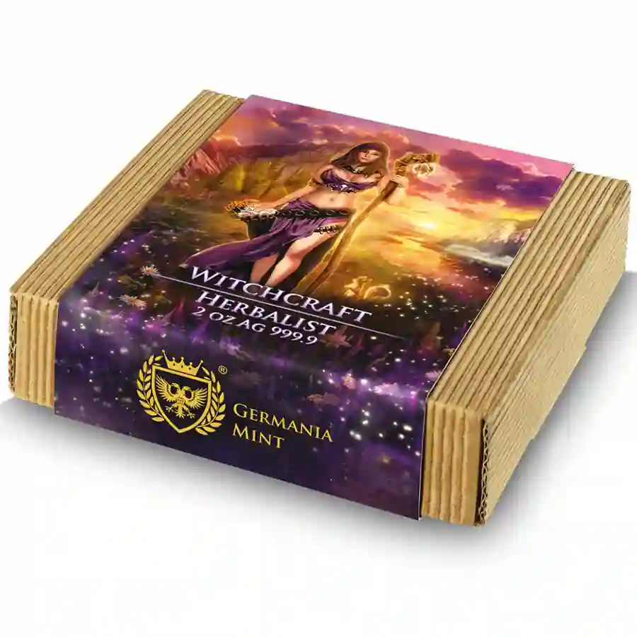 2-oz-uhr-box Buy now at artincoins.com, the 2025 Witchcraft Herbalist Ultra High Relief Silver Coin