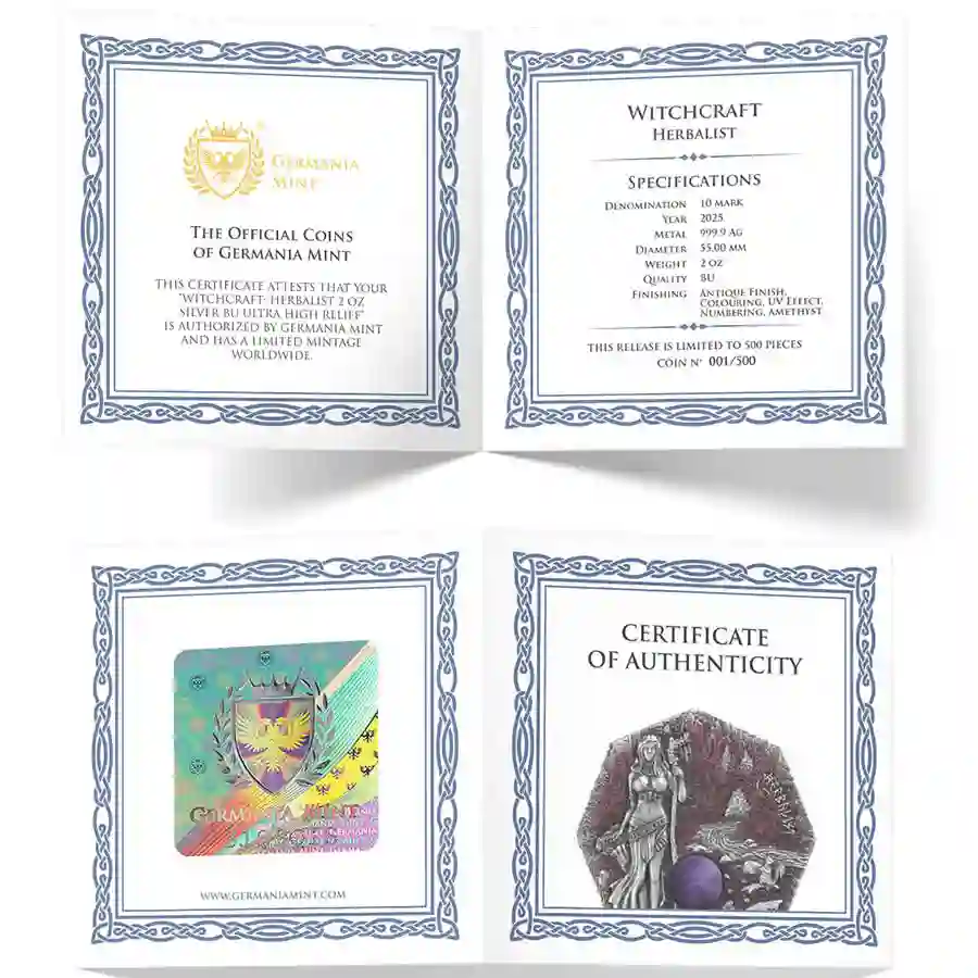 2-oz-uhr-cert 2025 Witchcraft Herbalist Ultra High Relief Silver Coin