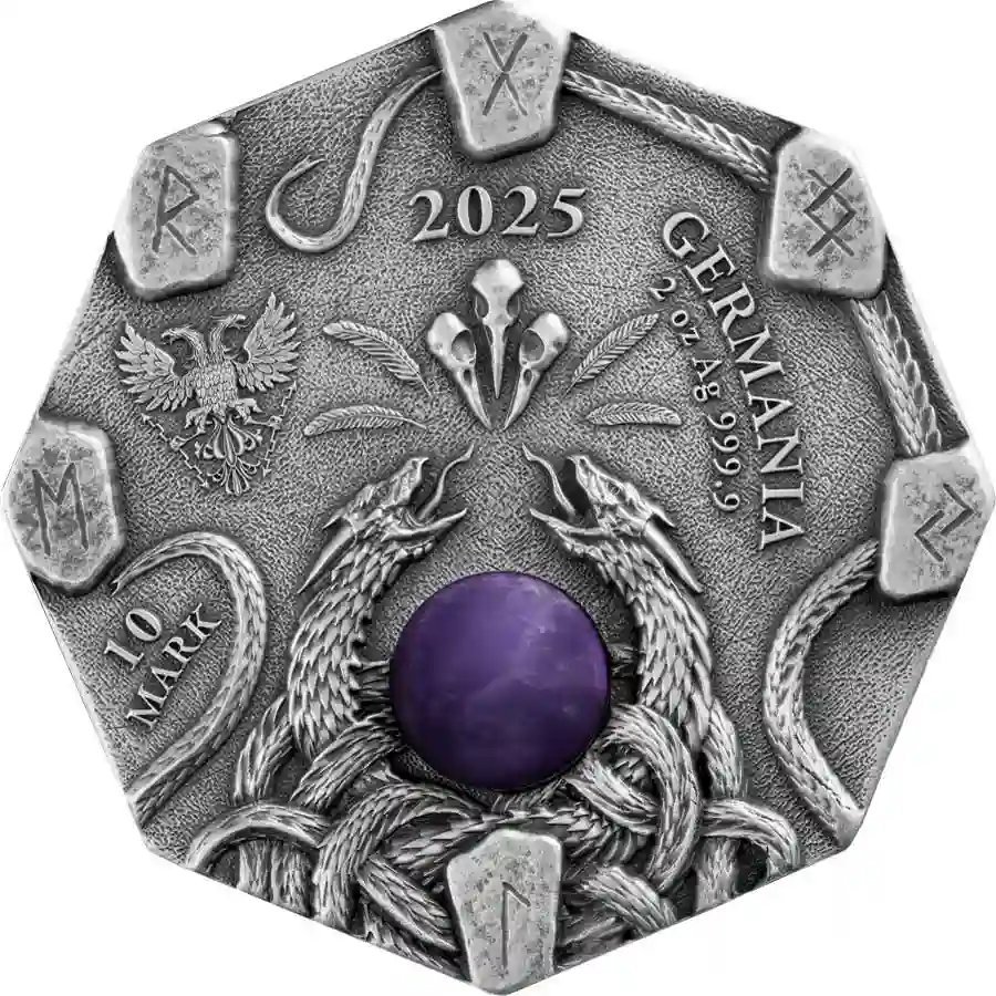 2-oz-uhr-obv 2025 Germania 2 oz Witchcraft Herbalist Ultra High Relief Silver Coin