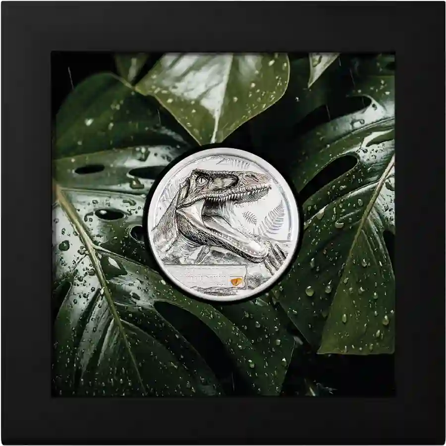 carcharodontosaurus-box 2026 Jurassic Relics Carcharodontosaurus Color UHR Silver Coin