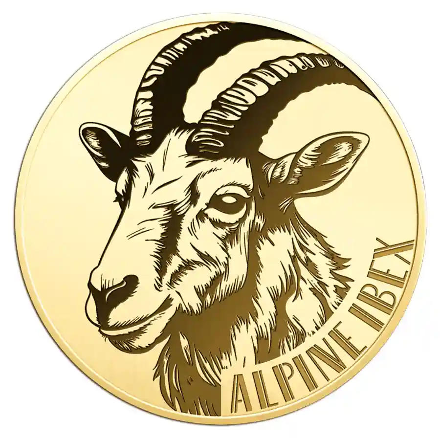 ibex-coin-rev Republic of Gabon 1/1000 Ounce Europe Big Five Alpine Ibex Gold Coin