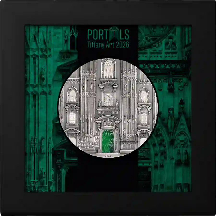 milan-box 2026 Cook Islands Tiffany Art Portals Milan Vs. Prague UHR Silver Coin