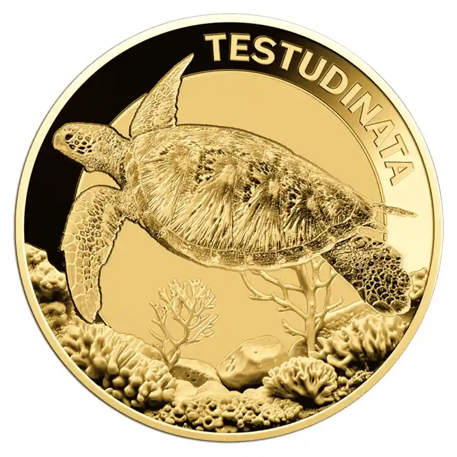 turtle-coin-rev Republic of Gabon 1/1000 Ounce Sea Creatures Turtle Gold Coin