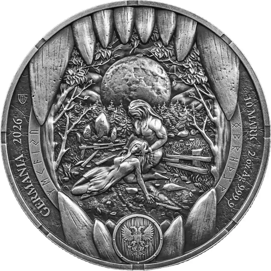 loss-2-oz-UHR-obv 2026 Germania 2 oz Bodvar Loss Ultra High Relief Antiqued Silver Coin