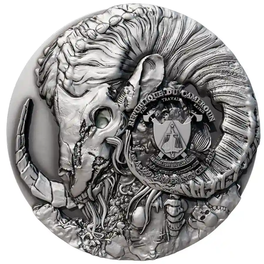 pan-antique-obv 2025 Cameroon 2 oz Pan God High Relief Antique Finish Silver Coin