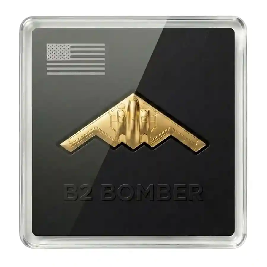 B2-rev Northrop B-2 Bomber 1/20 Gram Shape Minted 24K Gold Bar