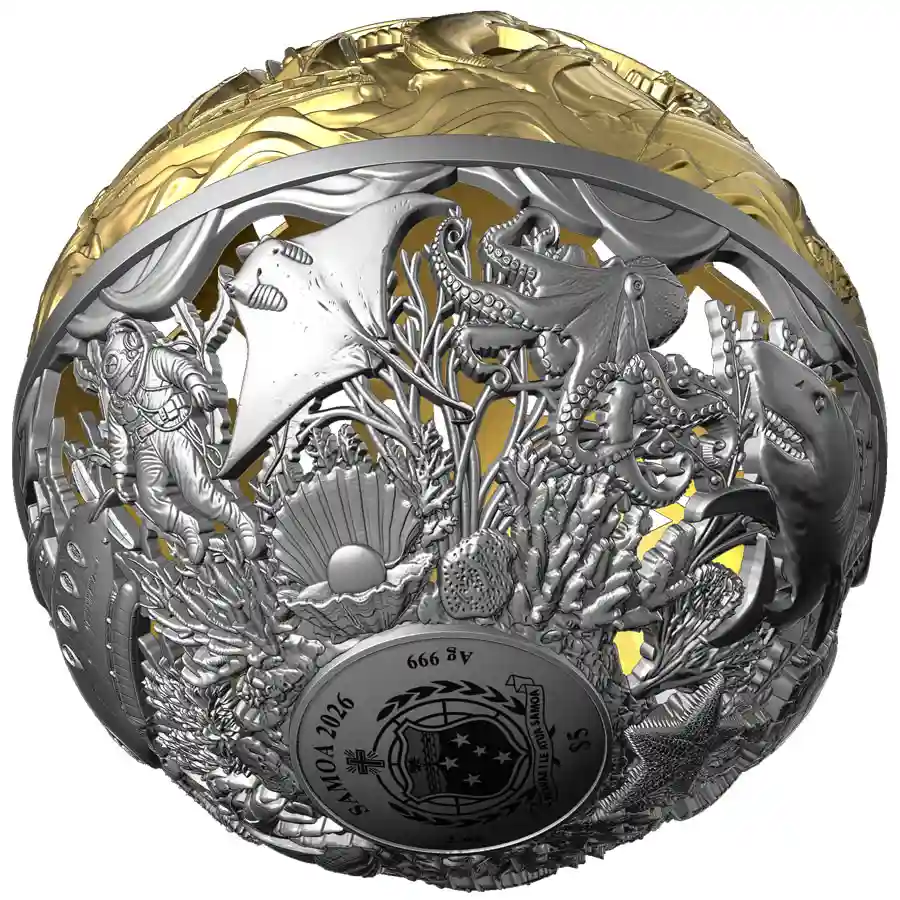 Nautical_sphere10 Land & Sea Filigree Spherical Silver Coin