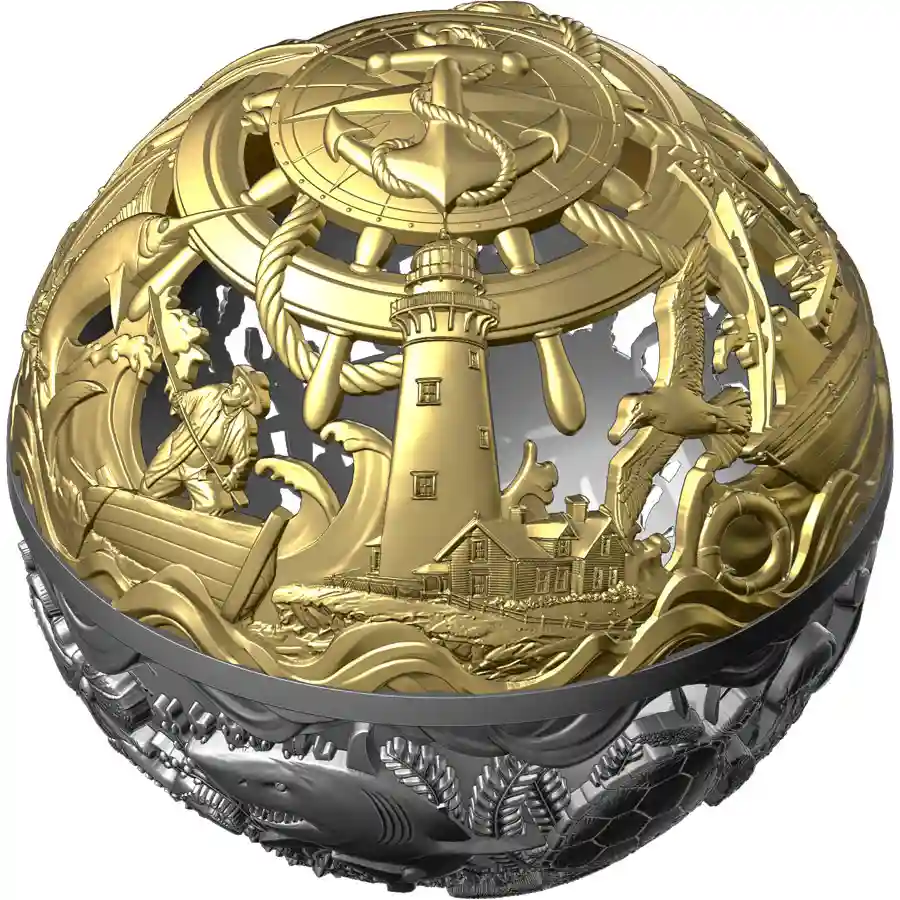 Nautical_sphere2 2026 Samoa 2 oz Sea and Surface Filigree Spherical Silver Coin