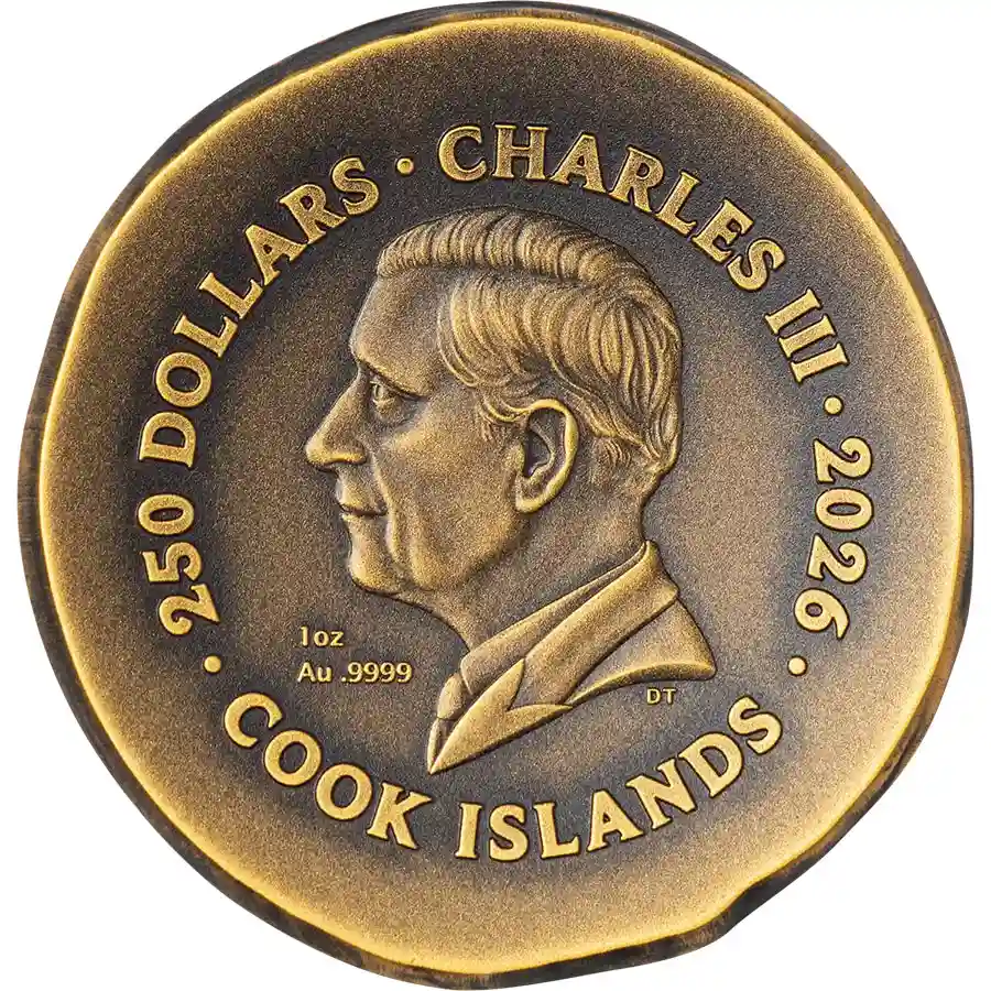 krios-1-oz-au-obv 2026 Cook Islands 1 oz Krios Ultra High Relief Antique Finish Gold Coin