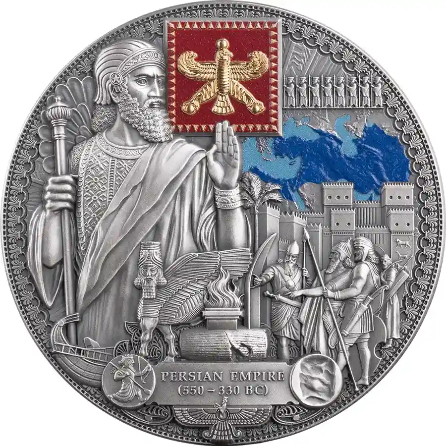 persian-rev 2026 Cameroon 2 Ounce Persian Empire 24K Gilded High Relief Silver Coin