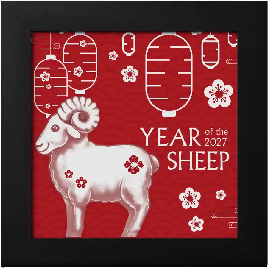 sheep-ag-box 2027 Mongolia Lunar Year Fluffy Sheep Sculptured Silver Coin