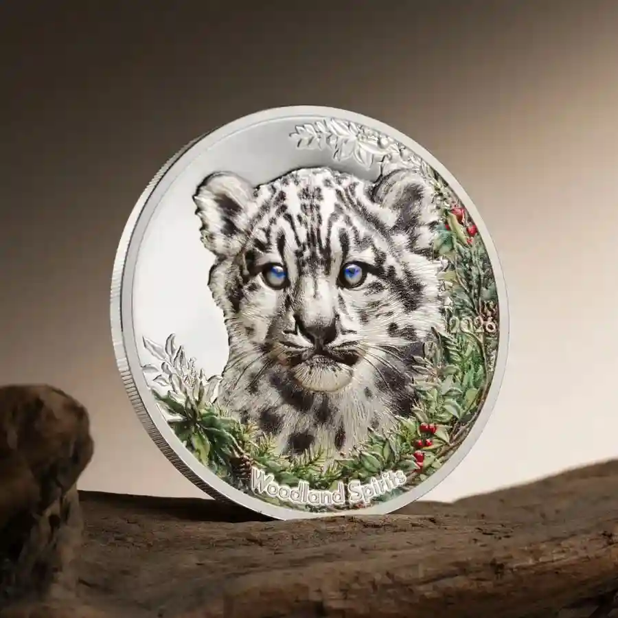 snow-leopard-mood 2026 Woodland Spirits Snow Leopard Silver Coin