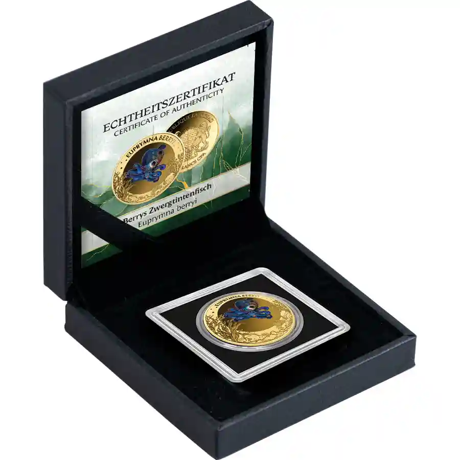 03614460_Euprymna-berryi-set Buy today at artincoins.com, the Republic of Chad 1/1000 Ounce Bobtail Squid Gold Coin