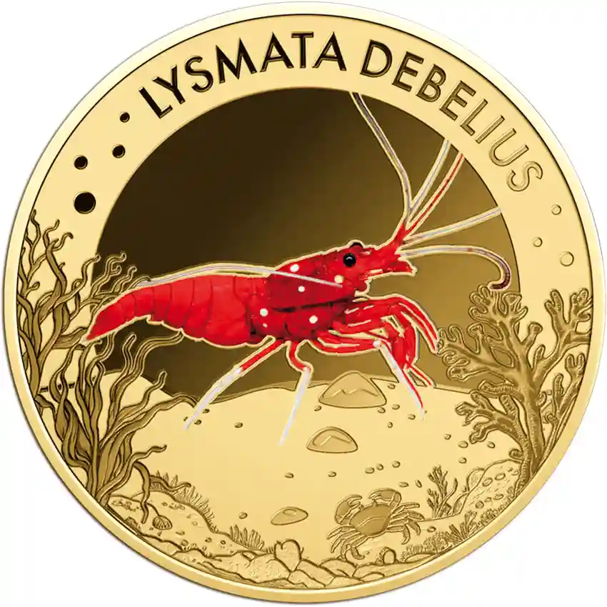 cleaner-shrimp-rev Republic of Chad 1/1000 Ounce Lysmata Debelius Gold Coin