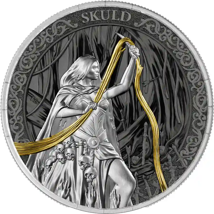 triune-skuld 2026 Germania 1 Ounce Norns Skuld 24K Ruthenium Silver Round
