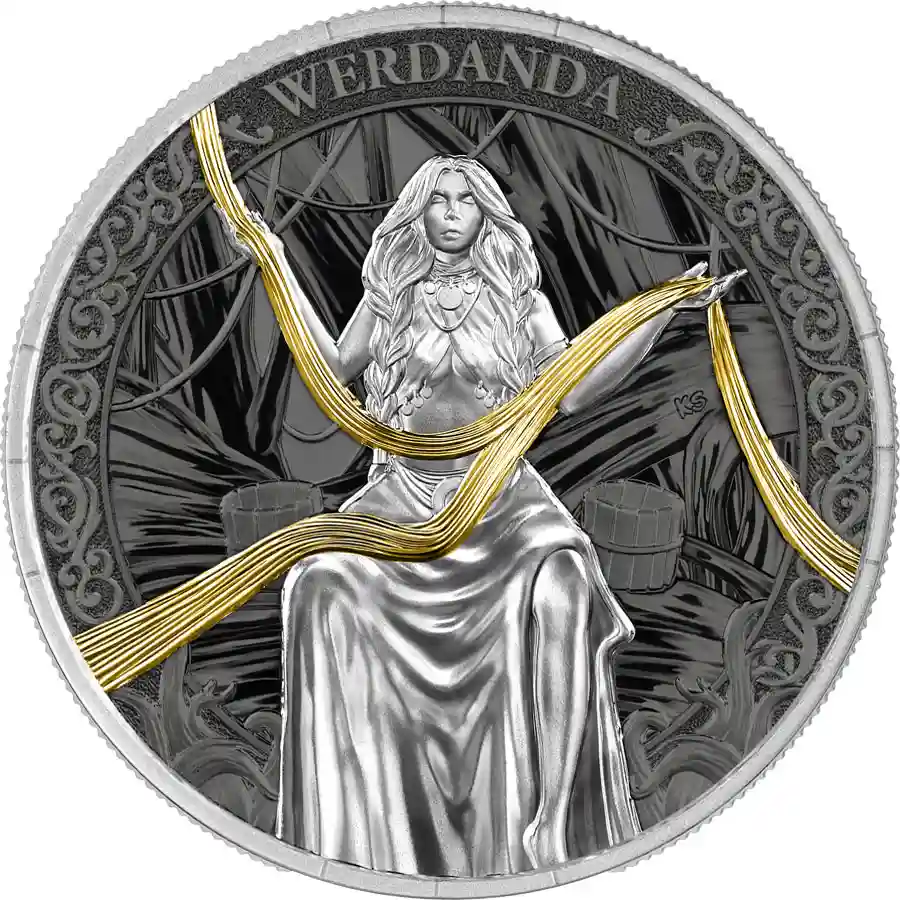 triune-werdana 2026 Germania 1 Ounce Norns Werdana 24K Ruthenium Silver Round