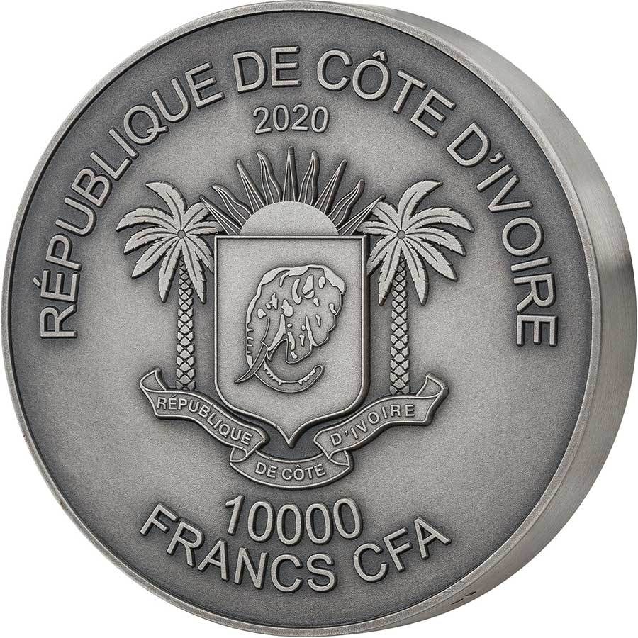 2020 Ivory Coast 1 Kilo Big 5 Rhino High Relief Silver Coin 2020 Ivory Coast 1 Kilo Big 5 Rhino High Relief Silver Coin