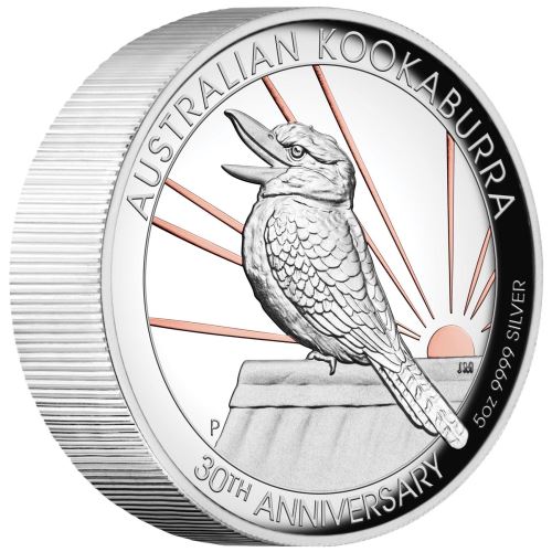 2020 Australia 5 Ounce 30th Anniversary Kookaburra Gilded High Relief Silver Proof Coin 2020 Australia 5 Ounce 30th Anniversary Kookaburra Gilded High Relief Silver Proof Coin