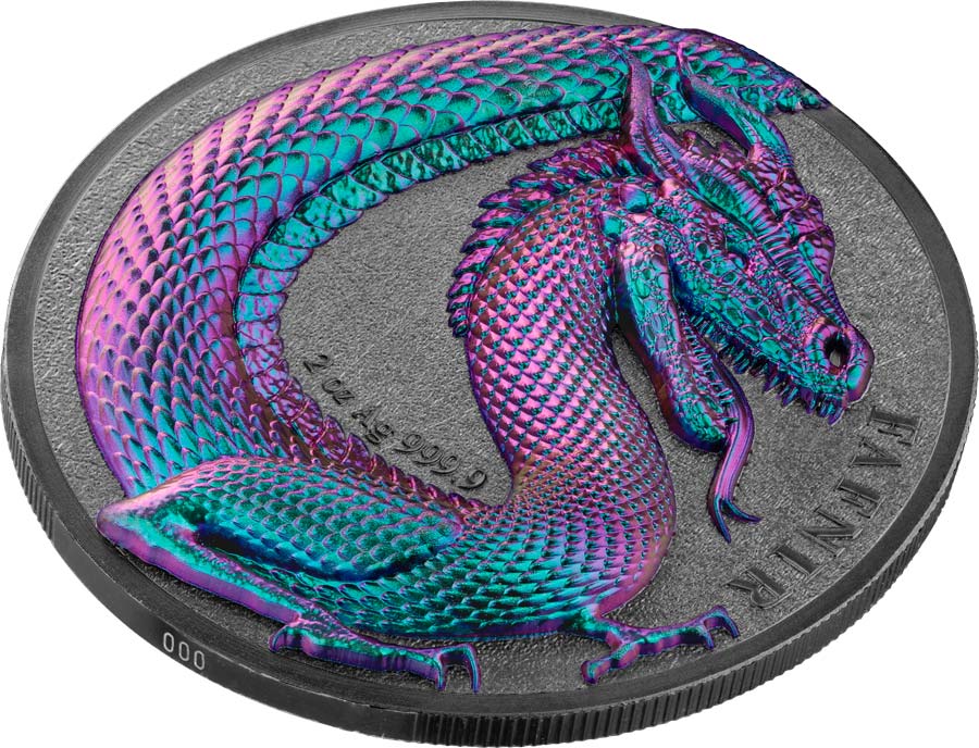 2020 Germania 2 Ounce Germania Beasts Fafnir "Chameleon" Silver Round 2020 Germania 2 Ounce Germania Beasts Fafnir "Chameleon" Silver Round