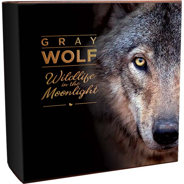 2020 Gray Wolf High Relief Gilded Antique Finish Silver Coin 2020 Gray Wolf High Relief Gilded Antique Finish Silver Coin