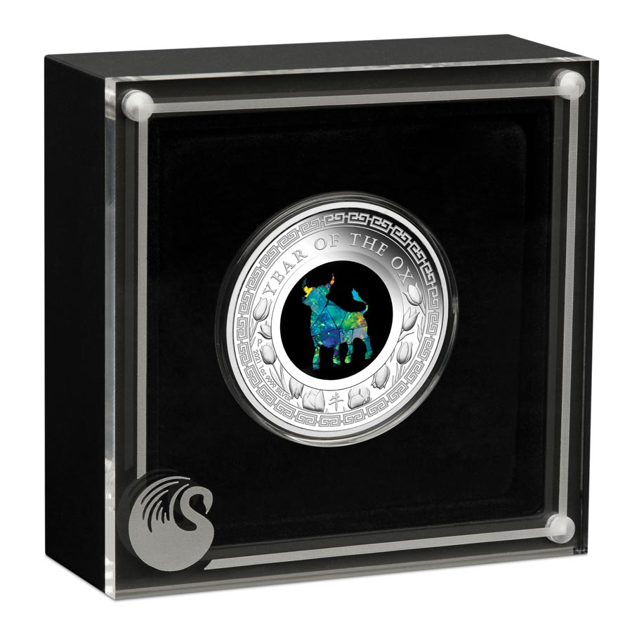 2021 Australian 1 Ounce Lunar Ox Opal Series Silver Proof Coin 2021 Australian 1 Ounce Lunar Ox Opal Series Silver Proof Coin