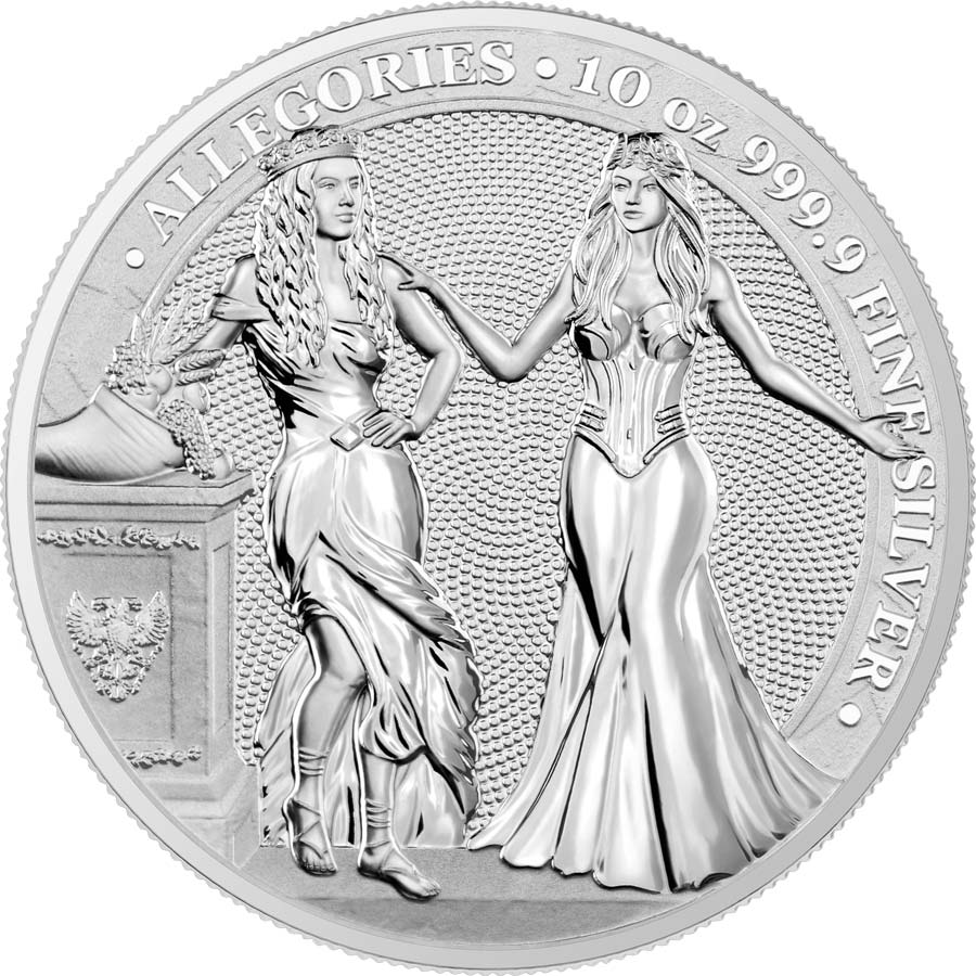 2020 Germania 10 Ounce Allegories Italia & Germania 50 Marks Silver Round 2020 Germania 10 Ounce Allegories Italia & Germania 50 Marks Silver Round