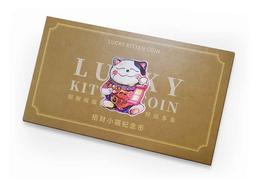 Lucky Kitten Shaped Color Silver Coin Lucky Kitten Shaped Color Silver Coin