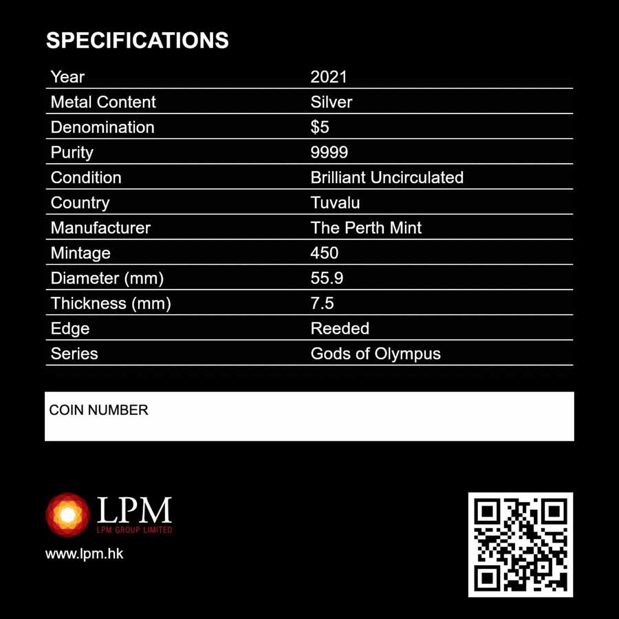 2021 Hades Gods Of Olympus BU Silver Coin 2021 Hades Gods Of Olympus BU Silver Coin