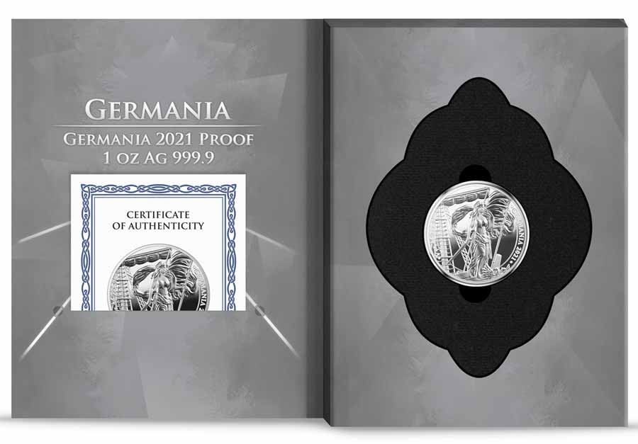 2021 1 Ounce Lady Germania 5 Mark Silver Proof Round 2021 1 Ounce Lady Germania 5 Mark Silver Proof Round
