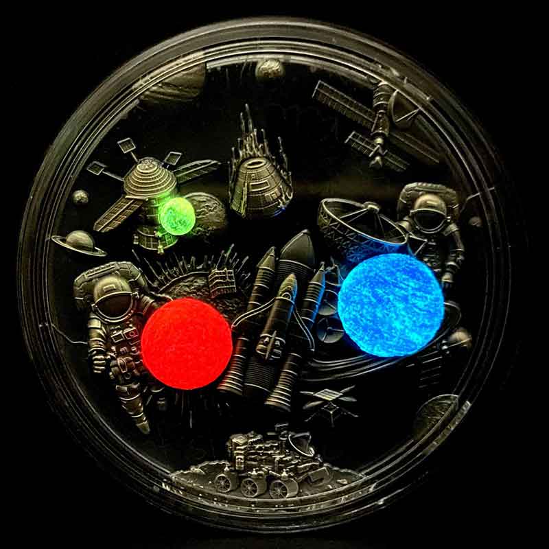 2022 Doodle Space Exploration 3 oz Black Proof Silver Coin