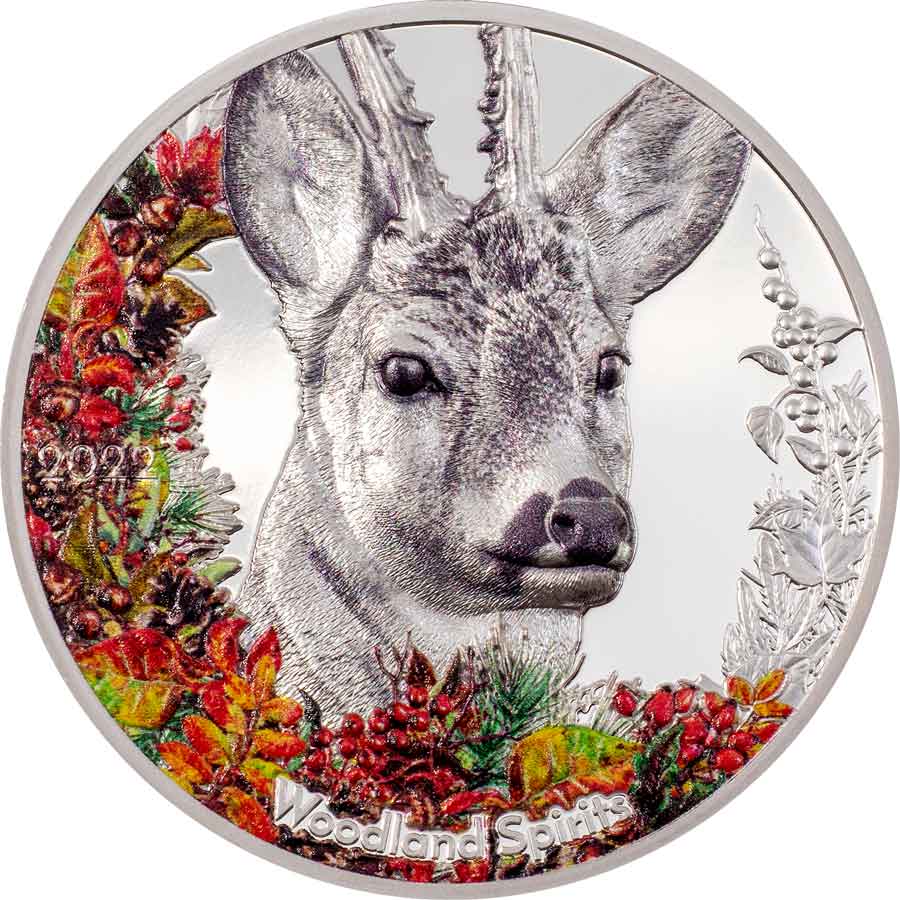 2022 Mongolia 1 Ounce Woodland Spirits Deer High Relief Colored Silver Proof Coin 2022 Mongolia 1 Ounce Woodland Spirits Deer High Relief Colored Silver Proof Coin
