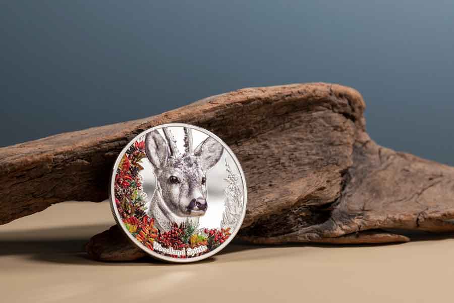 Woodland Spirits - Deer 1 oz High Relief Colored Silver Proof Coin Woodland Spirits - Deer 1 oz High Relief Colored Silver Proof Coin