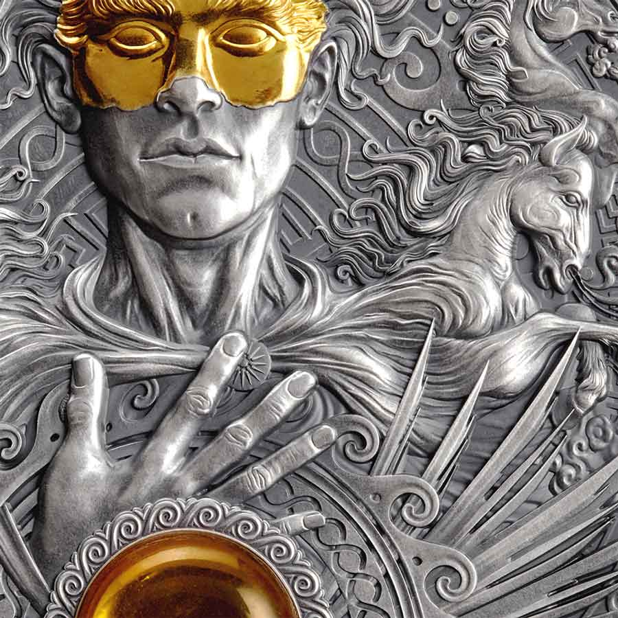 2022 Niue 3 oz Helios Divine Faces of the Sun Antique Finish Silver Coin 2022 Niue 3 oz Helios Divine Faces of the Sun Antique Finish Silver Coin