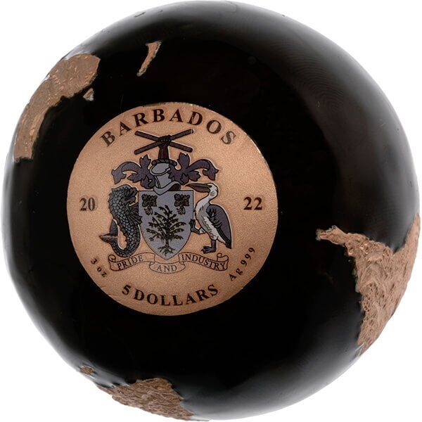 2022 Barbados 3 Ounce Dark Marble Rose Gold 3D Minted Silver Coin 2022 Barbados 3 Ounce Dark Marble Rose Gold 3D Minted Silver Coin