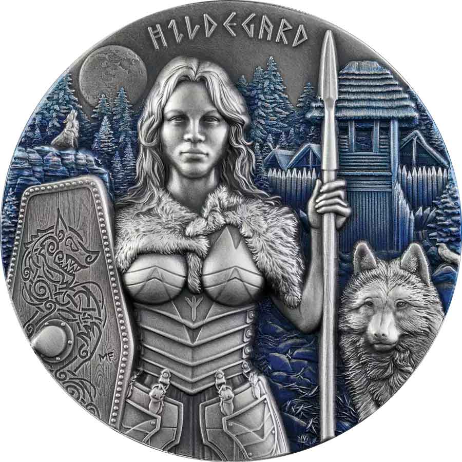 2022 Germania 2 Ounce Valkyries Hildegard 10 Marks High Relief Silver Round 2022 Germania 2 Ounce Valkyries Hildegard 10 Marks High Relief Silver Round