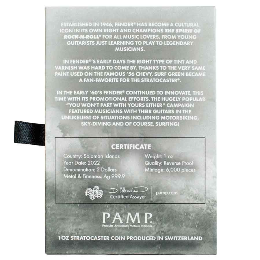 2022 Solomon Islands Surf Green Fender Stratocaster Silver Coin 2022 Solomon Islands Surf Green Fender Stratocaster Silver Coin