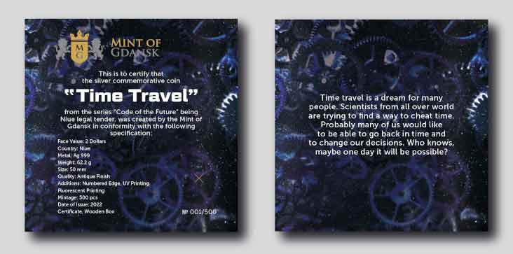 Podróż-w-Czasie-(10) Time Travel Code of the Future Time Travel High Relief Silver Coin