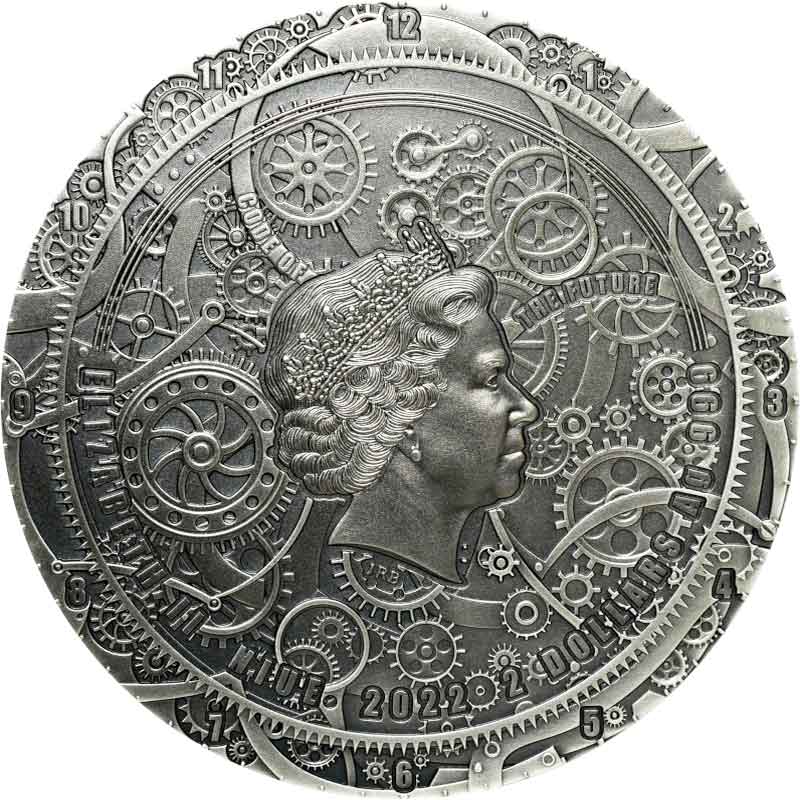 Podróż-w-Czasie-(2) 2022 Niue 2 oz Code of the Future Time Travel Ultraviolet Silver Coin