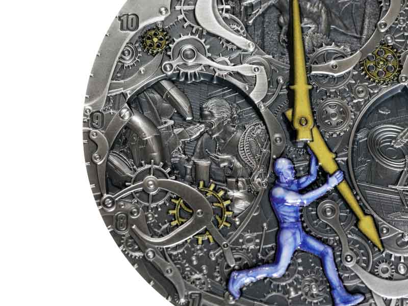 Podróż-w-Czasie-(7) Niue Code of the Future "Time Travel" High Relief Silver Coin