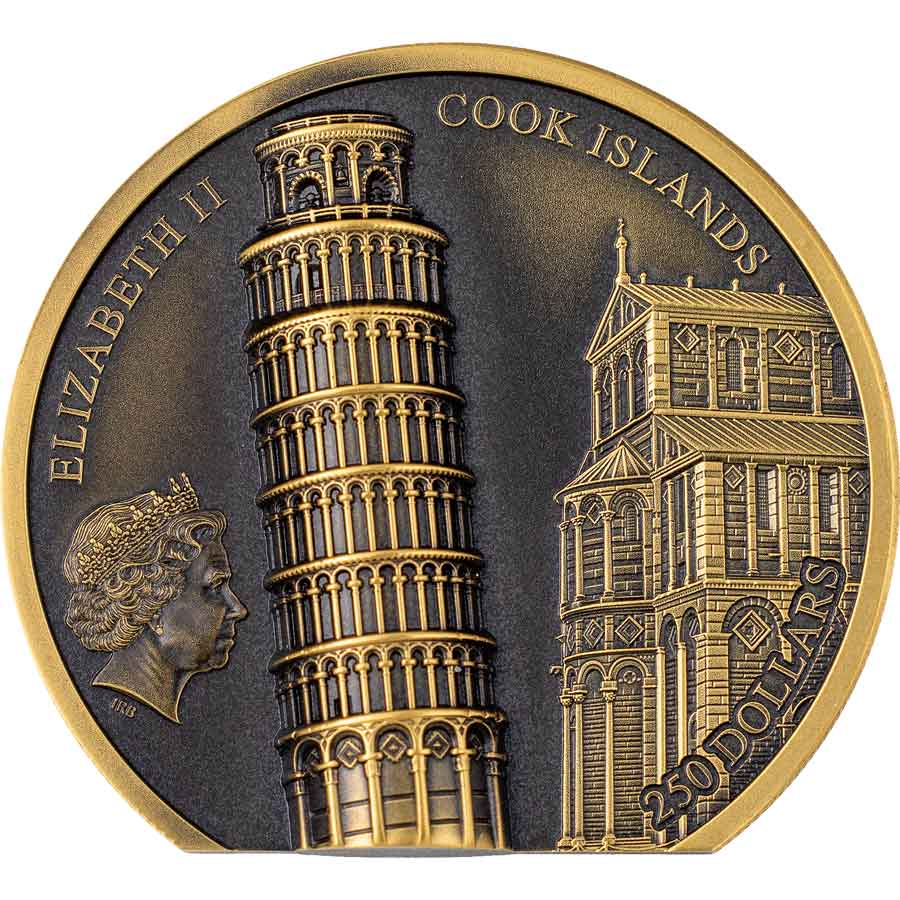 30142_Leaning-Tower-of-Pisa-1oz-Au_oweb 2022 Cook Islands 1 Ounce Leaning Tower of Pisa Antiqued Gold Coin