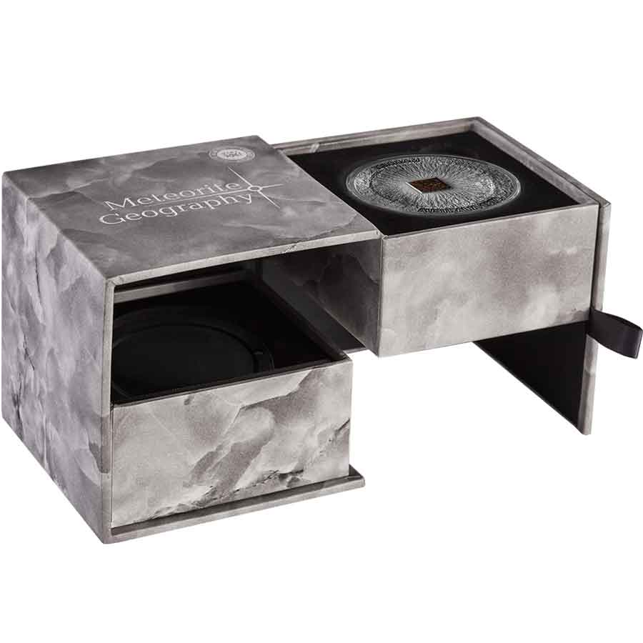 Tenham_box2_1000x1000 2022 Tenham Meteorite 50 Gram Color Antique Finish Silver Coin