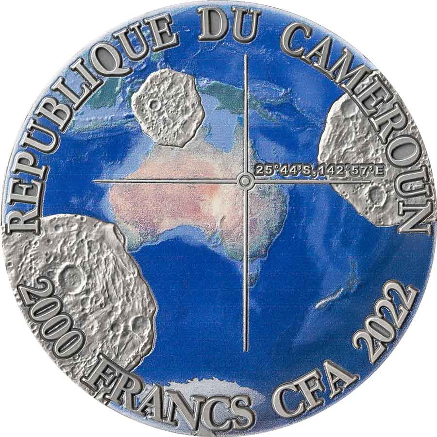 Tenham_obv_1000x1000 2022 Cameroon 50 Gram Tenham Meteorite Color Antique Finish Silver Coin