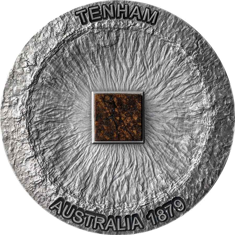 Tenham_rev_1000x1000 2022 Cameroon Tenham Meteorite 50 Gram Color Antique Finish Silver Coin