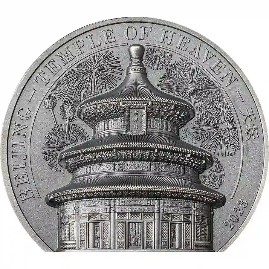 temple-2-oz 2023 Cook Islands 2 Ounce Temple of Heaven Ultra High Relief Silver Coin