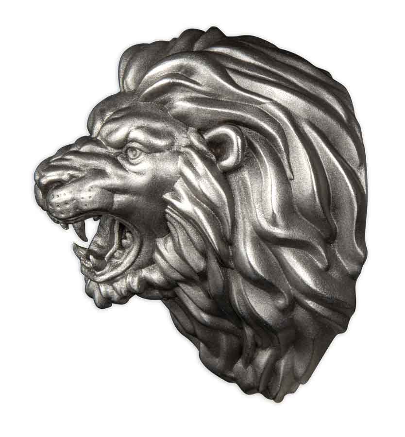 23Burundi_LionsHead_3oz_Ag_from_the_side 2023 Burundi Lion Head 3 oz Ultra High Relief Silver Coin