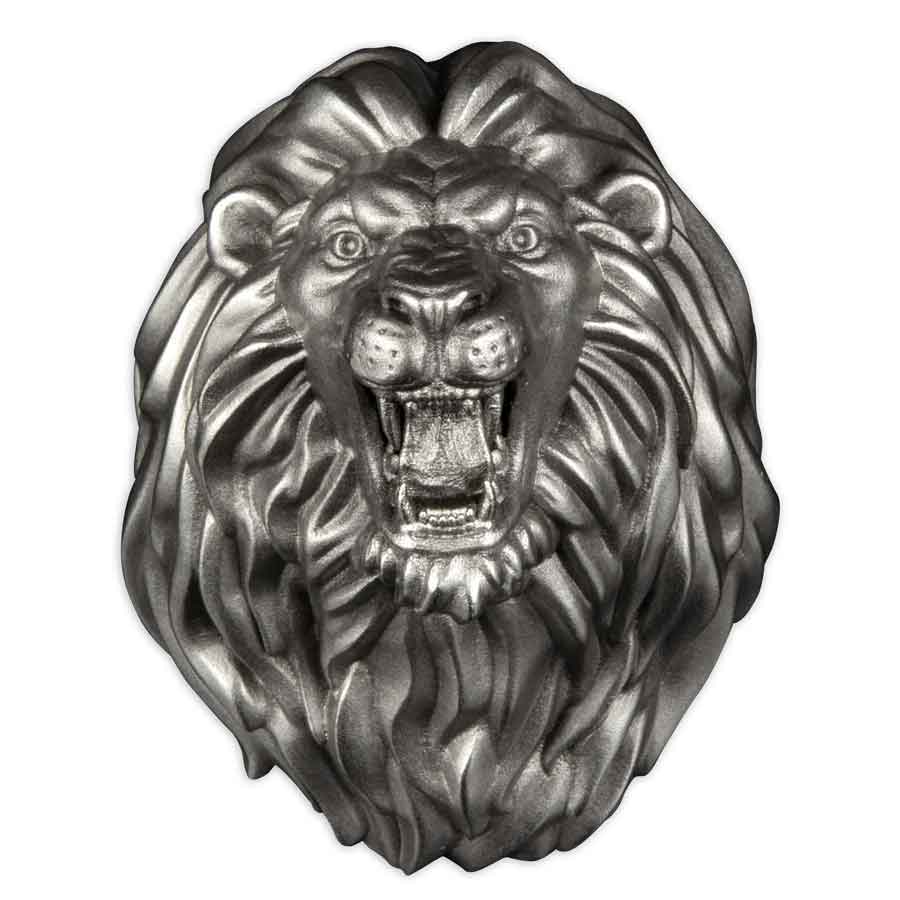 Untitled-2 2023 Burundi 3 Ounce Lion Head 3D Minted Antique Finish Silver Coin