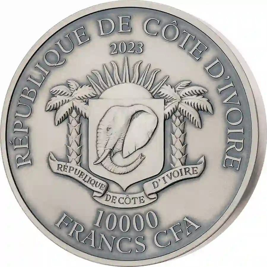 1103663_B5Asia_Orangutan_rv 2023 Ivory Coast 5 oz Asian Big 5 Orangutan Ultra High Relief Silver Coin