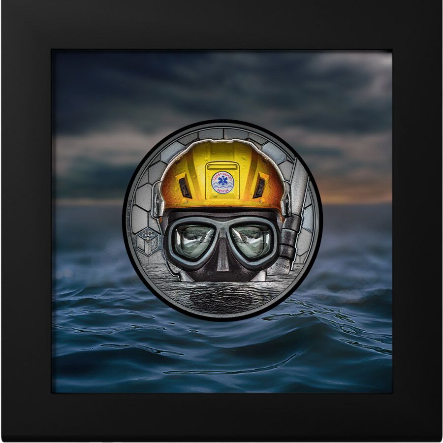 30243_Real-Heroes---2023_Rescue-Swimmer_x 2023 Real Heroes Coast Guard Black Proof Silver Coin